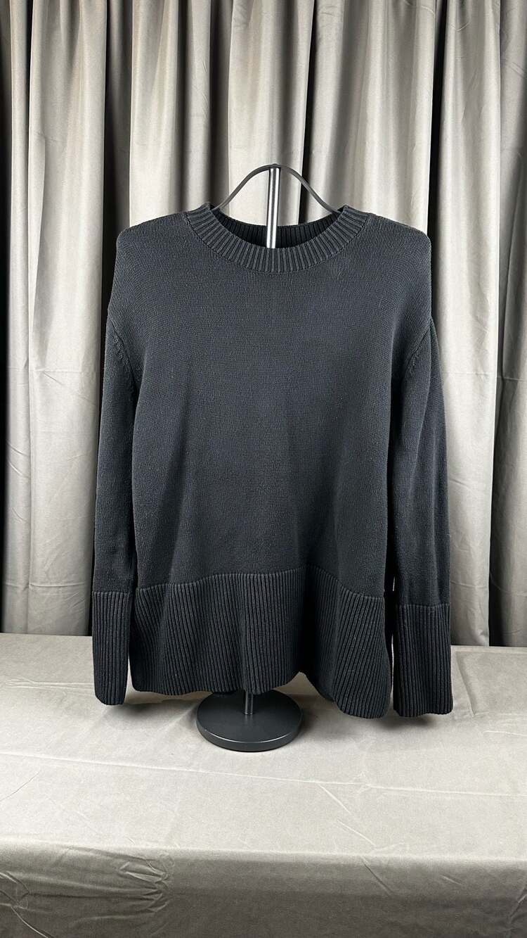 Gap Cotton Sweater Size L Black Crewneck Ribbed Knit Pullover